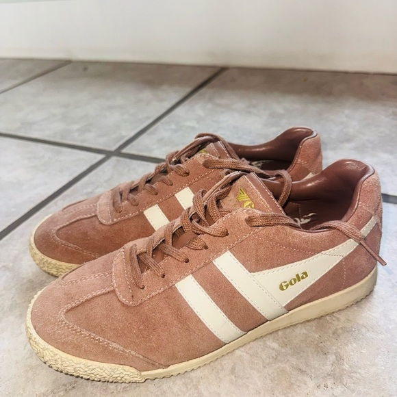 Gola Shoes - Gola Classics Harrier Suede Vintage Style Sneakers Womens Dusty Rose Pink Shoes